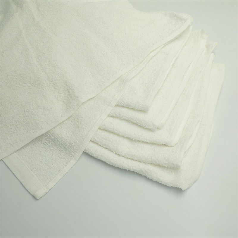 180匁フェイスタオル白無地 総パイル ポリ袋入り 　300枚2