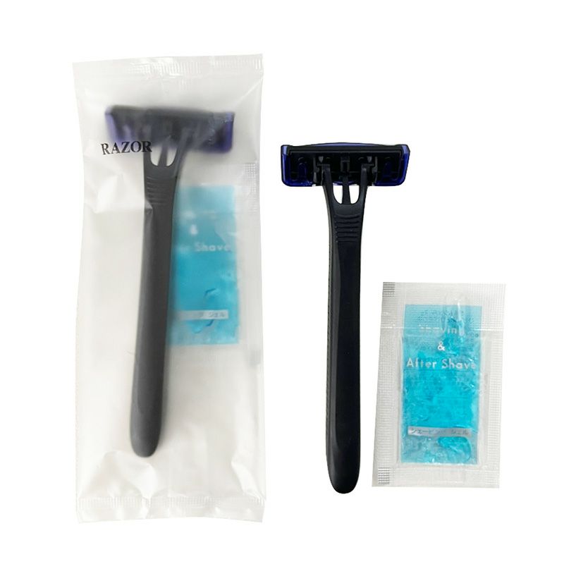 カミソリ3枚刃(黒) ジェル2g付 クリアマットシリーズ 800個1