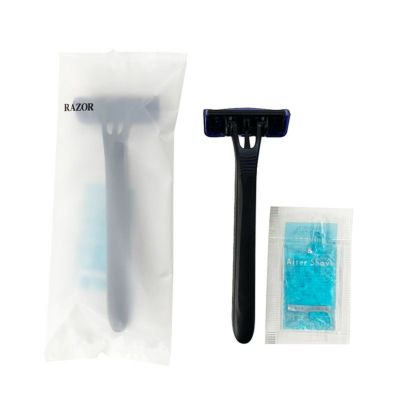  カミソリ3枚刃(黒) ジェル2g付 マットシリーズ 400個1