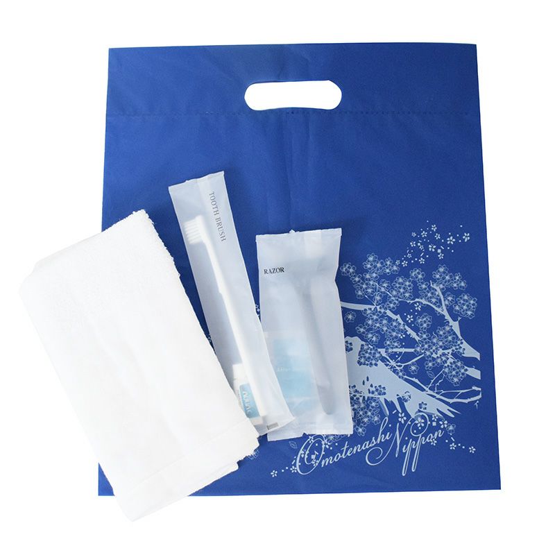  アメニティ4点セット 【梨地ステンドバッグ】 200組　(赤,青,緑,黄,紫 各40組)1