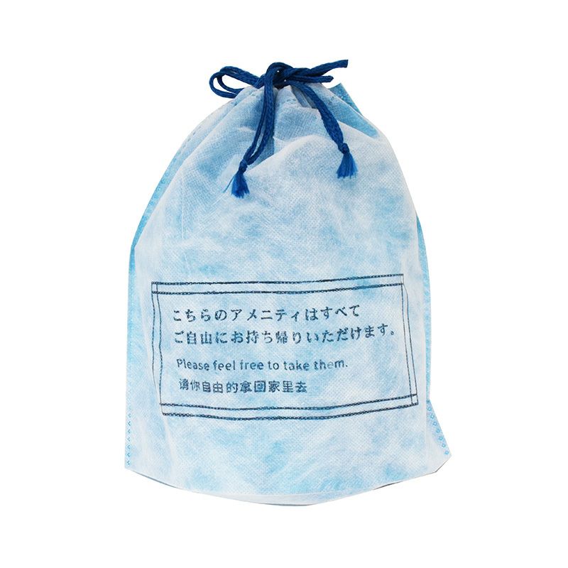 収納巾着入り 前あきパイル地スリッパ 100組　巾着平面　商品画像